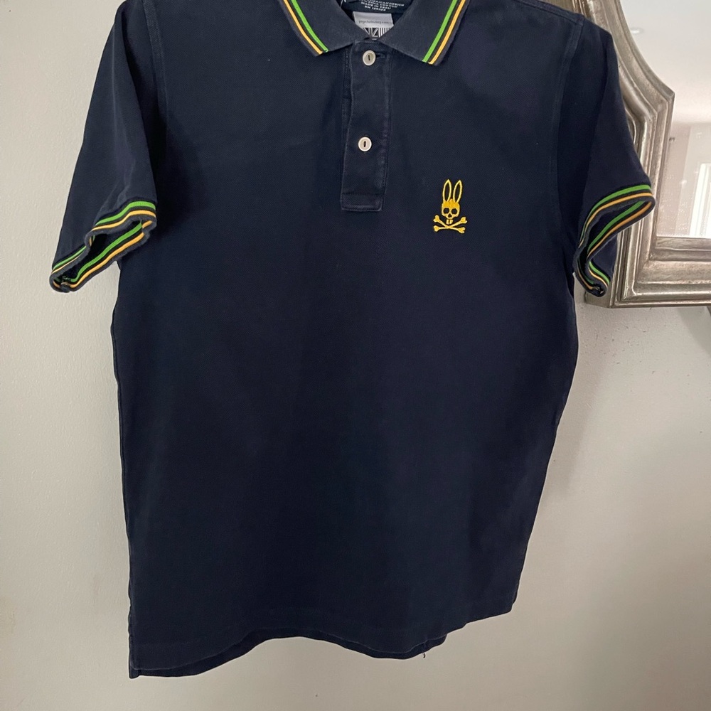 Psycho Bunny 🐰 Navy Polo Shirt with Yellow Bunny Logo